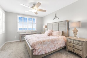 Our Master suite has an ensuite bathroom, beach view, and smart tv!