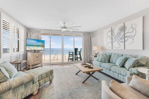 Our coastal chic decor is so inviting with an open floor plan and great views!