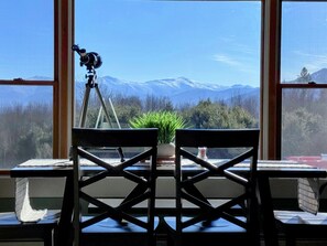 Mountain views from the living and dining areas