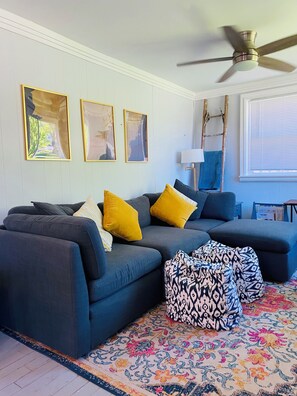 Colorful Living Room with Comfortable Modular Sofa 