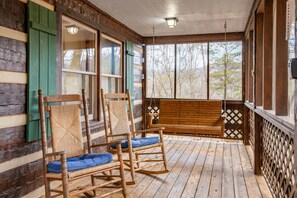 Sit back and relax on the rocking chairs or porch swing and take in the scenery.