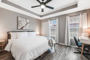 Relax in this cozy bedroom with a comfy queen bed and serene decor.