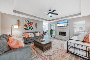 A modern living room designed for comfort and conversation