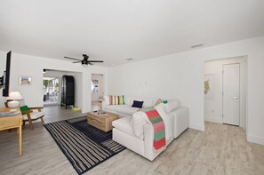 Living area with view to patio