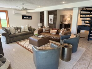 Lower level living room and game areas