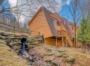 Rear deck with water fall and stream