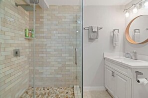 Enjoy a nice warm shower with a large showerhead!