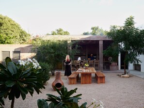 Outdoor kitchen and dining area