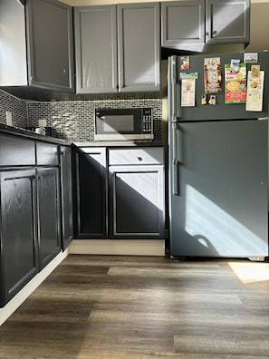 Fridge and cabinets