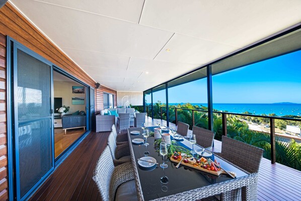 Expansive Coral Sea Views from the huge deck