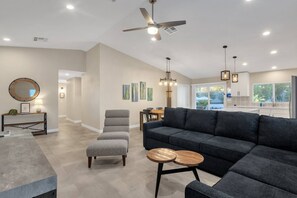 Spacious house with great layout with the bedrooms all on one side of the house & living space on the other
