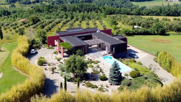 Aerial view of Maison Rouge