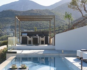 The terrace overlooking the pool. 