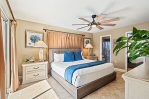 Master with king size bed, TV,  Full bathroom, walk-in closet and pool access. 