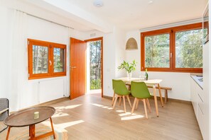 Living area and kitchen