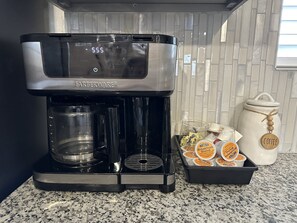 Sip on fresh brewed coffee 