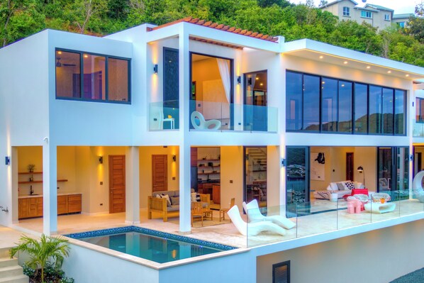 Balconies and pool - close up