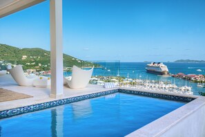 Time for a swim, as the cruise ship departs Road Town.