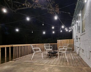 Hangout on the back deck around a fire pit and enjoy the clear night skies.