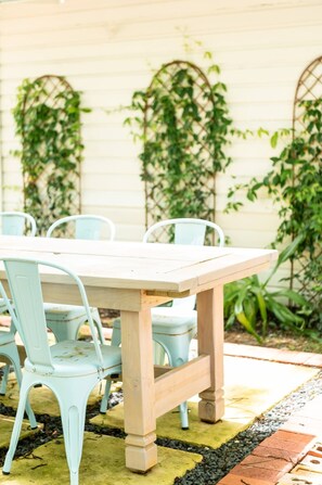 Outdoor dining space with plenty of seating! (This is shared with Main House)