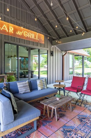 Enjoy the covered outdoor seating at Cricket Farms!