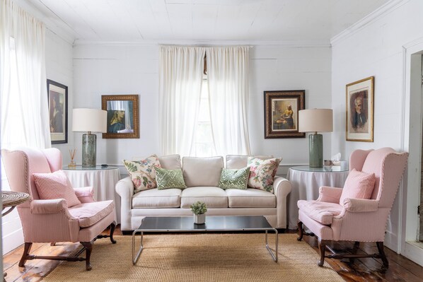 Living room with pull out couch bed