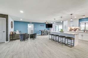 Kitchen | Living Area | TV | Open Floor Plan