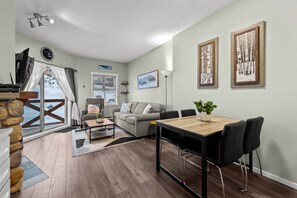 Ample dining room in the cozy condo.