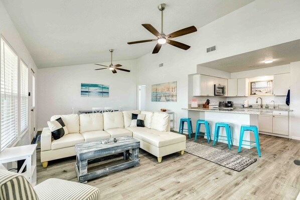 Open Living, Dining, and Kitchen Area