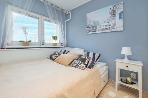 Living area with double sofa bed
