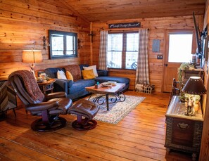 Relaxing Living Room and Pull-out Couch for Extra Room.
