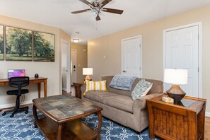 A cozy, inviting living room to relax in after adventuring in the Valley