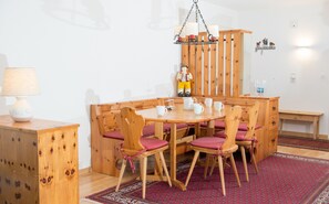 Living area with a dining table