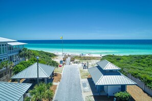 Blue Mountain Beach is only .6 miles away and known for it's turquoise waters, white sand beaches, tall coastal dunes, and blue lupine flowers. There is lot and street parking available. 