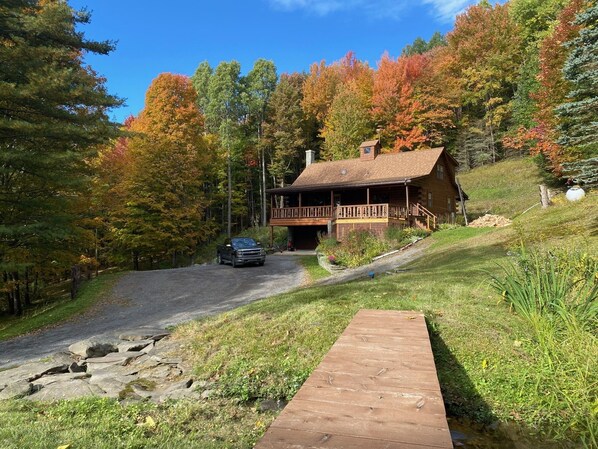 This house is all about privacy and that font porch, including a 55" smart TV