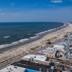 This stunning aerial view captures Ocean City’s iconic boardwalk
