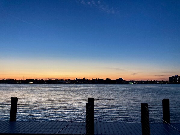 Bouchelle Boardwalk - Sunset and dolphins, manatee and pelicans!