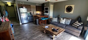 comfy space to spread out at the end of the day