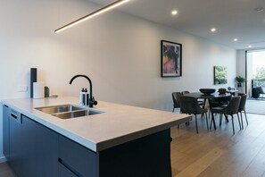 Open plan kitchen, dining and living area