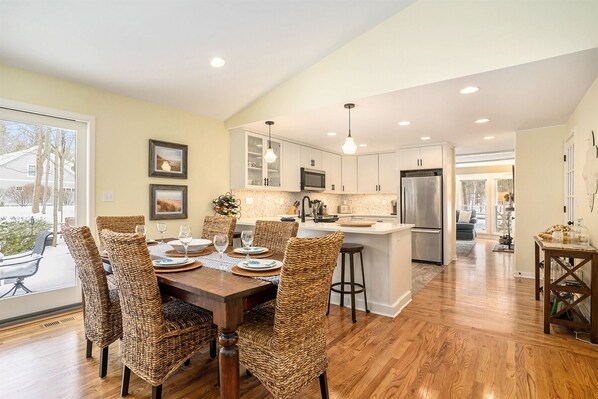 Dining and kitchen area offers seating for everyone to dine together