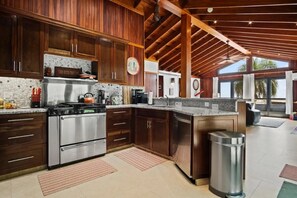Gorgeous kitchen stocked with all the necessities for cooking
