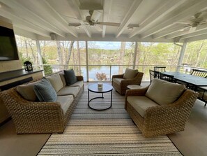 Hear the fish jumping while enjoying your coffee on the porch
