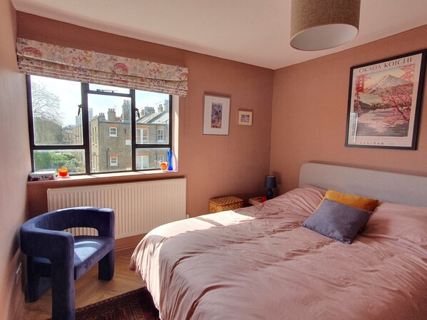 Bedroom painted in Sulking Room Pink