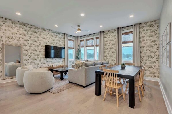 The carefully curated furnishings in this home are perfectly suited for all size groups. 
Settle in, lounge, relax with friends and family - you will love your time at the beautiful home!