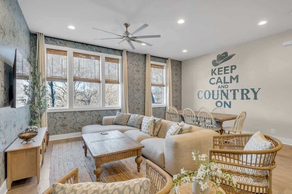 The carefully curated furnishings in this home are perfectly suited for all size groups. 
Settle in, lounge, relax with friends and family - you will love your time at the beautiful home!