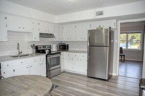 Stainless steel appliances and granite countertops