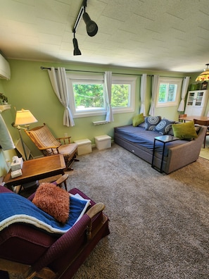 The daybed has a trundle with 2 comfortable memory foam mattresses