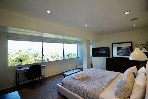 Large Bedroom with King Bed, Laundry & Closet Room, Samsung QLED 50" Smart TV