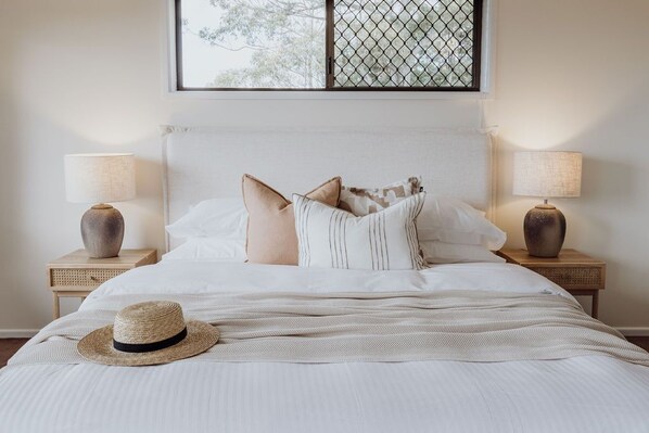 Primary bedroom with king bed.