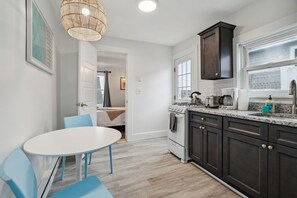 Well-equipped kitchen with all major appliances except a dishwasher